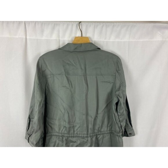 French Connection Army Green 3/4 Sleeve Shirt Dress Women's Large. - Picture 6 of 11